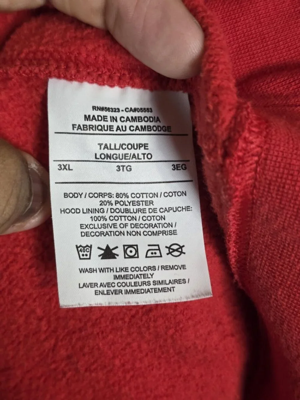 Nike Hoodie Mens 3XL Tall Red Pullover Fleece Sweatshirt Logo Stains BV2654-657